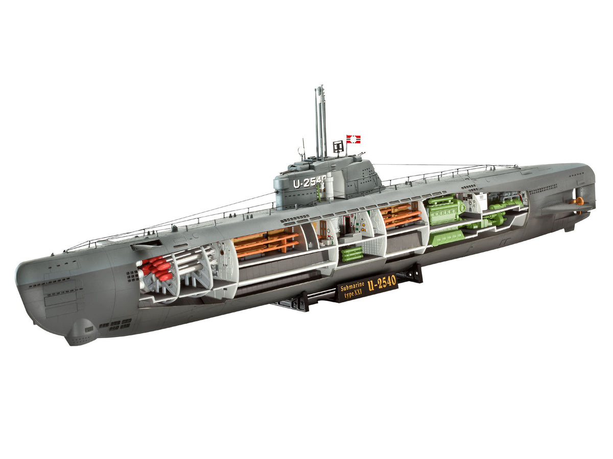 German submarine Type XXI with interior