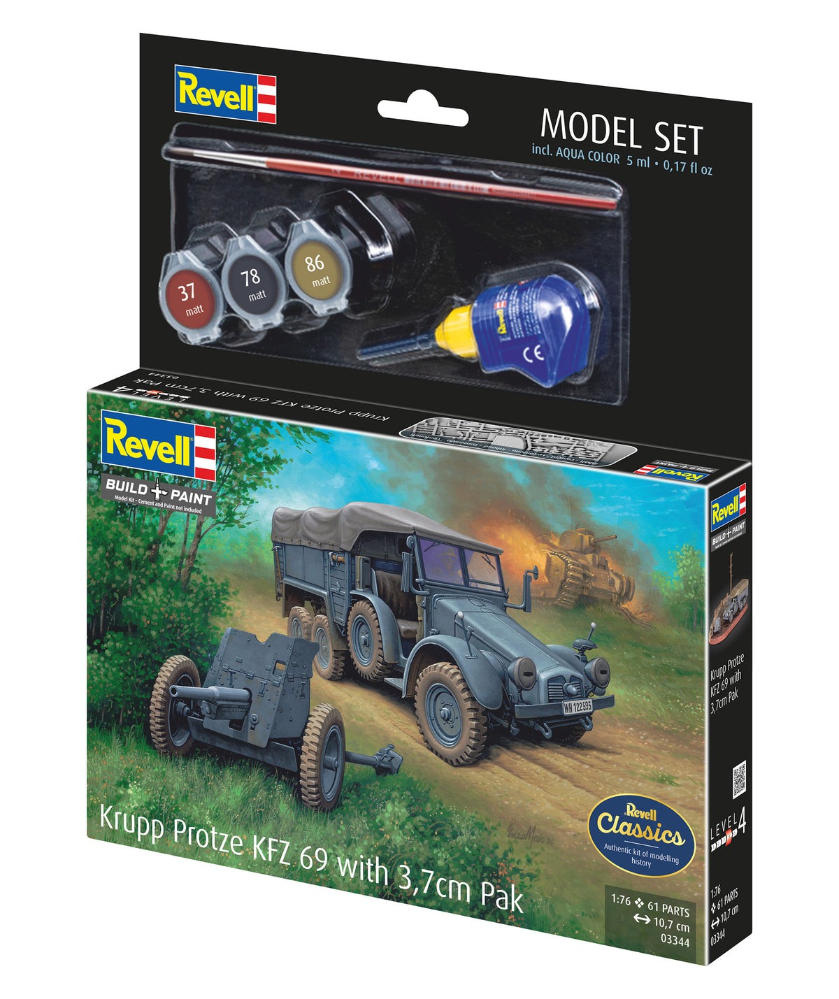 Modelset Krupp Protze KFZ 69 met 3,7 cm pak